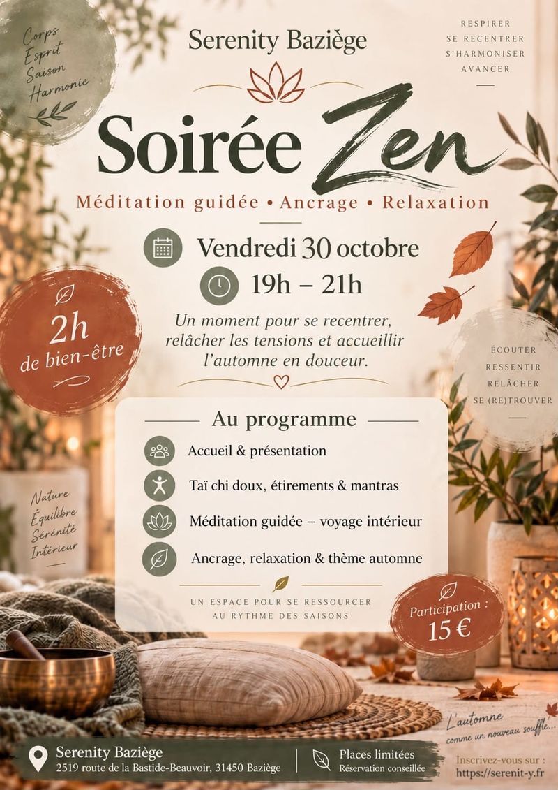 Affiche : Soirée Zen, vendredi 30 octobre